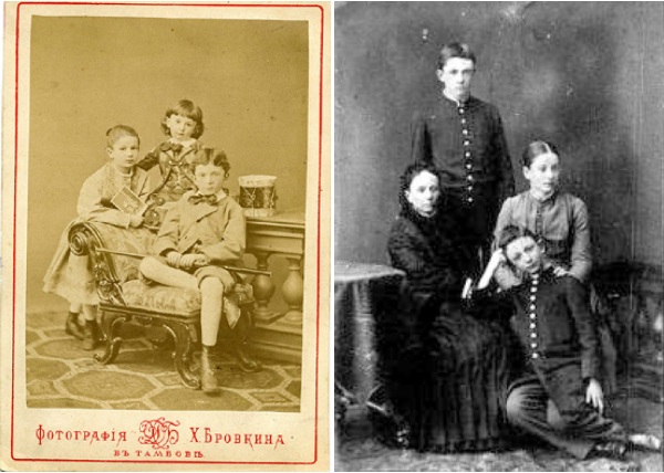 Чичерины. слева  Николай (в кресле), Софья и Георгий 1870е. спр. Николай (стоит), Софья и Георгий с матерью 1890е.jpg