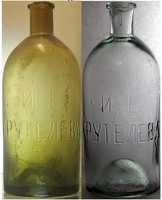 Бутылки от лака завода И.Е. Крутелева в Санкт-Петербурге